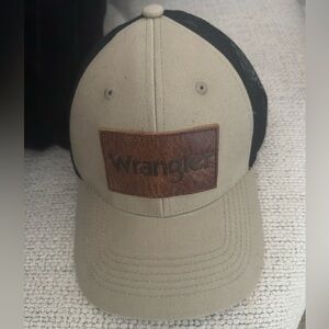 Wrangler Tan and Black Baseball Hat with Embroidered Logo